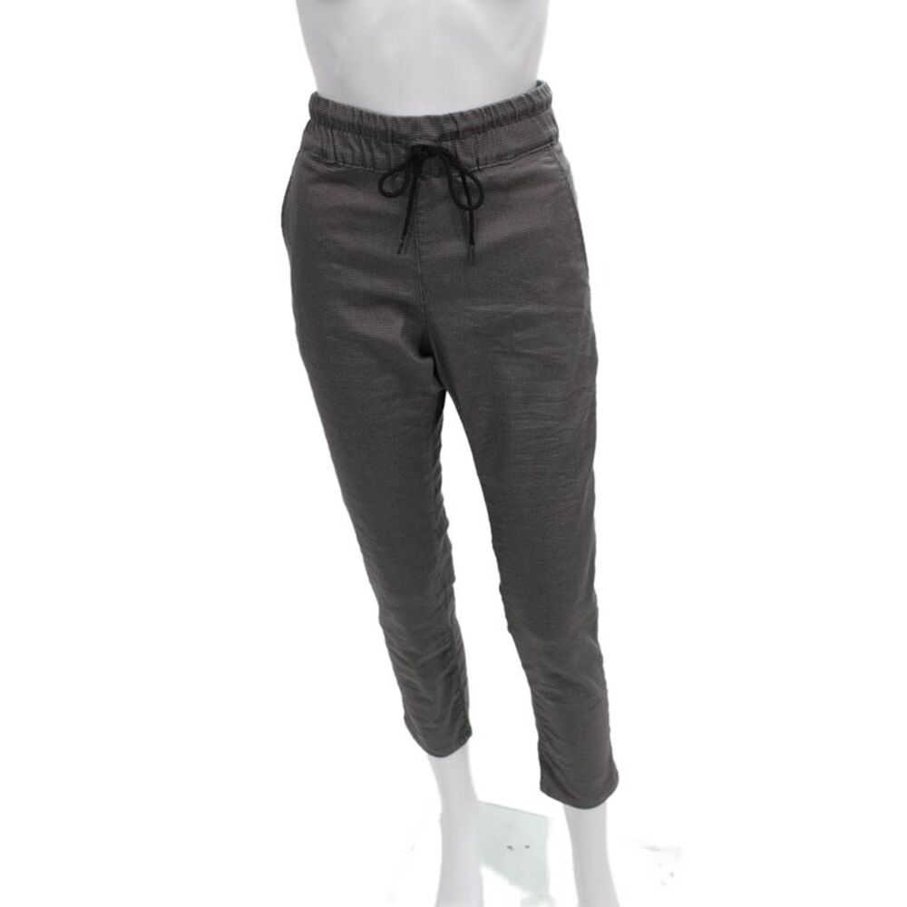 Flog Womens Jogger Pants Gray Check Cotton Blend Drawstring Size 28